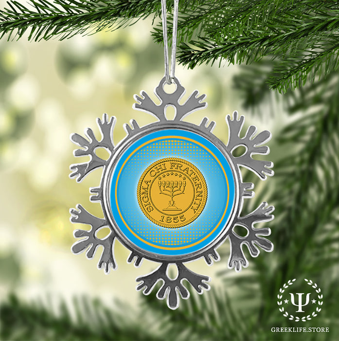 Sigma Chi Christmas Ornament - Snowflake Metal