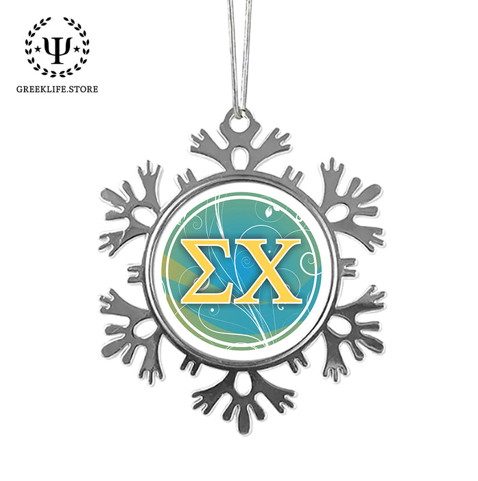Sigma Chi Christmas Ornament - Snowflake Metal