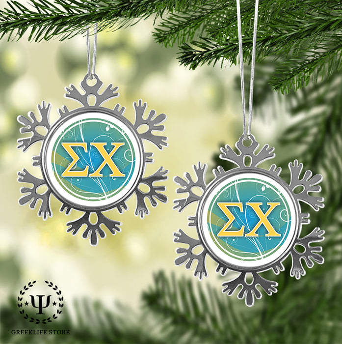 Sigma Chi Christmas Ornament - Snowflake Metal