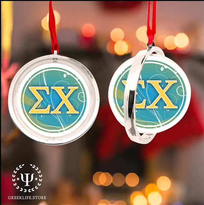 Sigma Chi Christmas Reversible Flat Round Ornament
