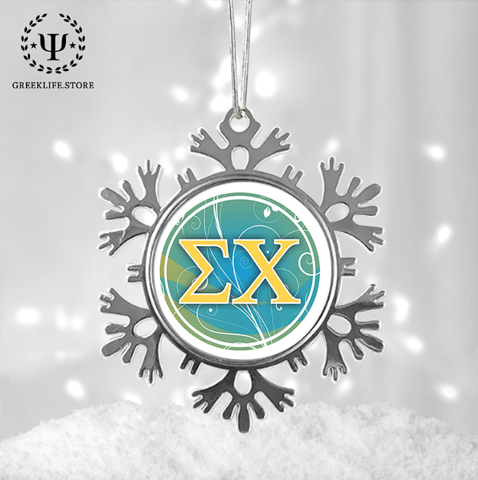 Sigma Chi Christmas Ornament - Snowflake Metal