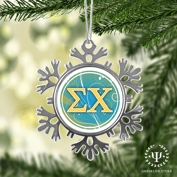 Sigma Chi Christmas Ornament - Snowflake Metal