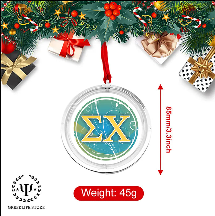 Sigma Chi Christmas Reversible Flat Round Ornament