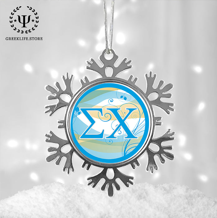 Sigma Chi Christmas Ornament - Snowflake Metal