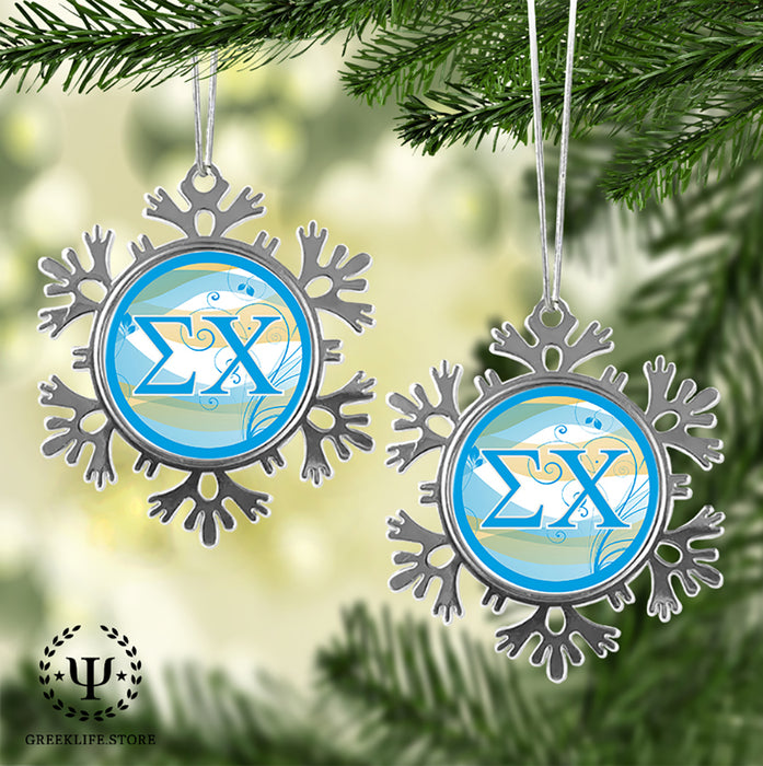 Sigma Chi Christmas Ornament - Snowflake Metal
