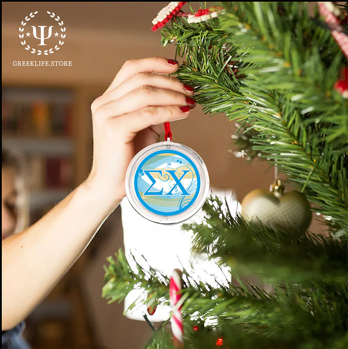 Sigma Chi Christmas Reversible Flat Round Ornament