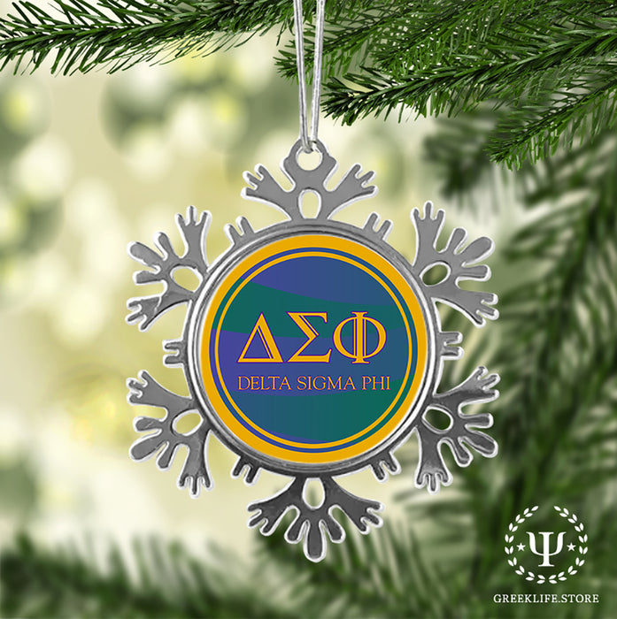 Delta Sigma Phi Christmas Ornament - Snowflake Metal