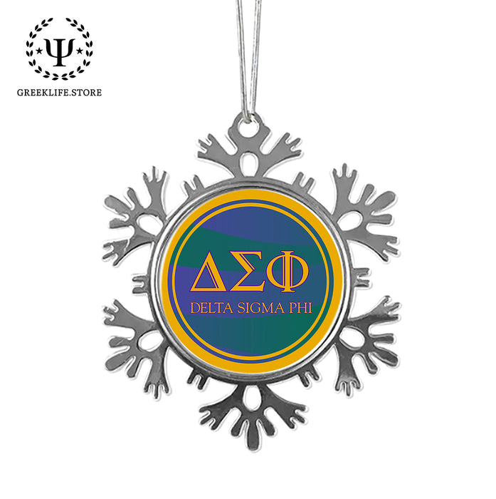 Delta Sigma Phi Christmas Ornament - Snowflake Metal