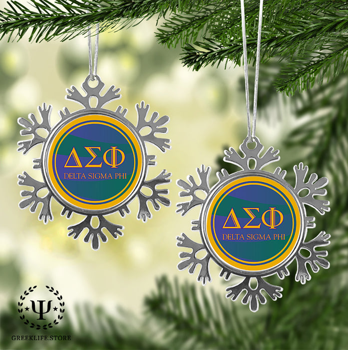 Delta Sigma Phi Christmas Ornament - Snowflake Metal