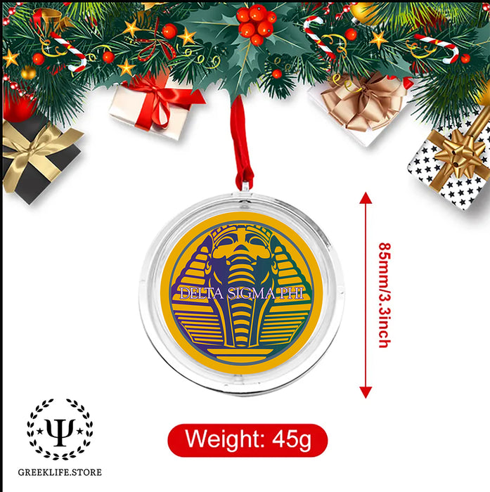 Delta Sigma Phi Christmas Reversible Flat Round Ornament