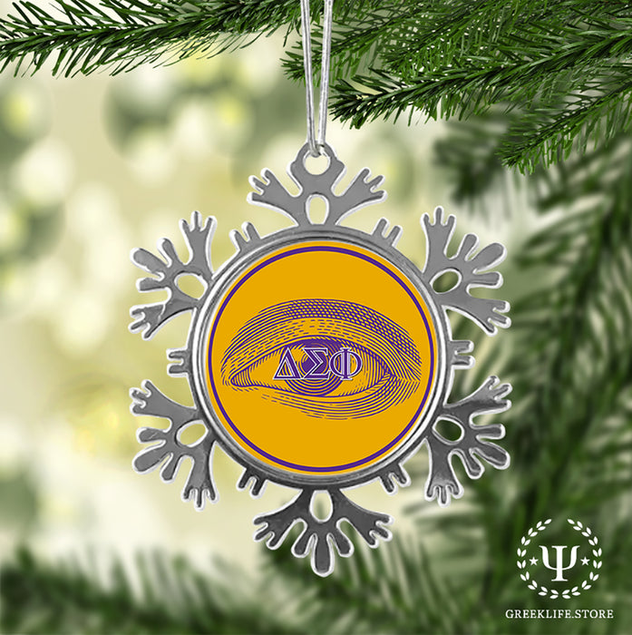 Delta Sigma Phi Christmas Ornament - Snowflake Metal