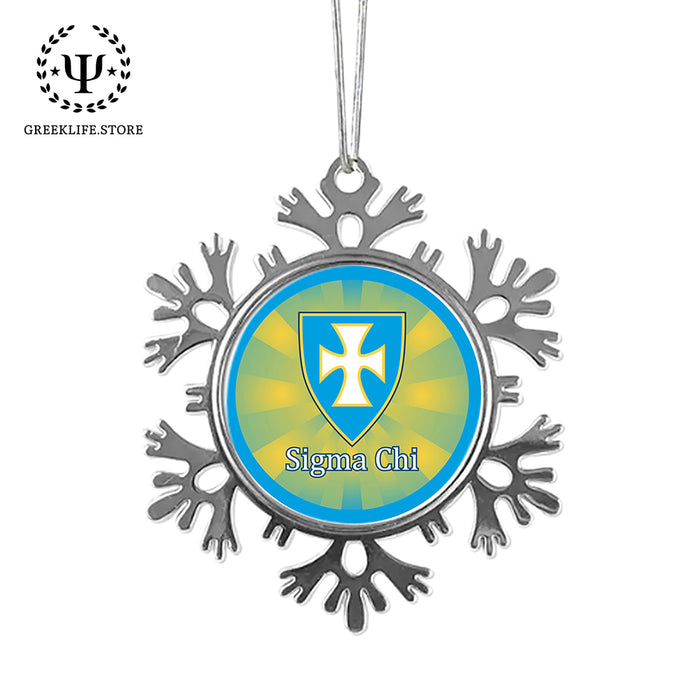Sigma Chi Christmas Ornament - Snowflake Metal