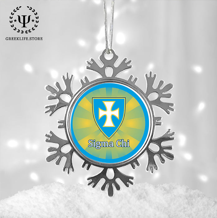 Sigma Chi Christmas Ornament - Snowflake Metal