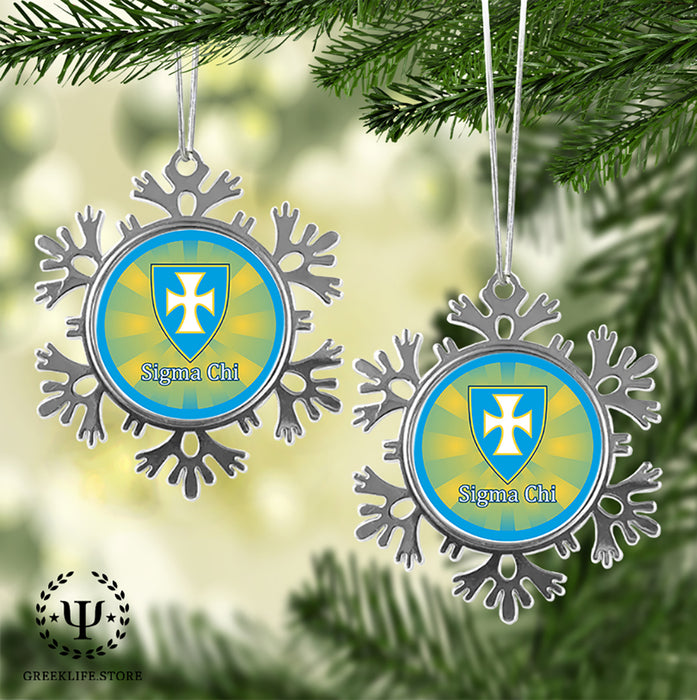 Sigma Chi Christmas Ornament - Snowflake Metal