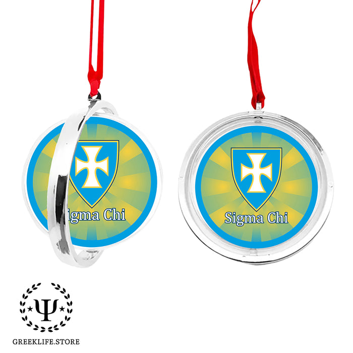 Sigma Chi Christmas Reversible Flat Round Ornament