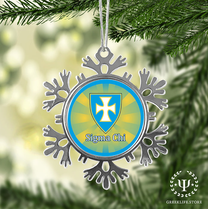 Sigma Chi Christmas Ornament - Snowflake Metal