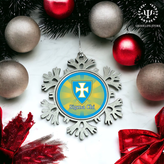 Sigma Chi Christmas Ornament - Snowflake Metal