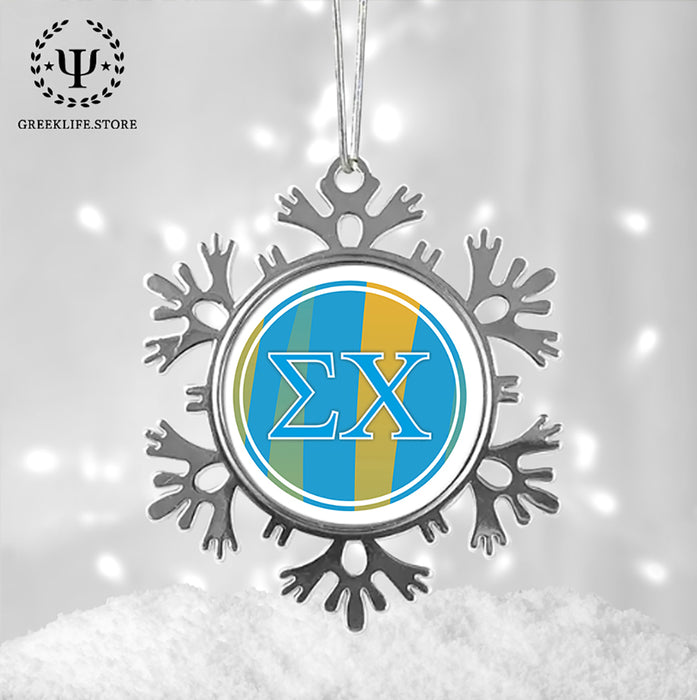 Sigma Chi Christmas Ornament - Snowflake Metal
