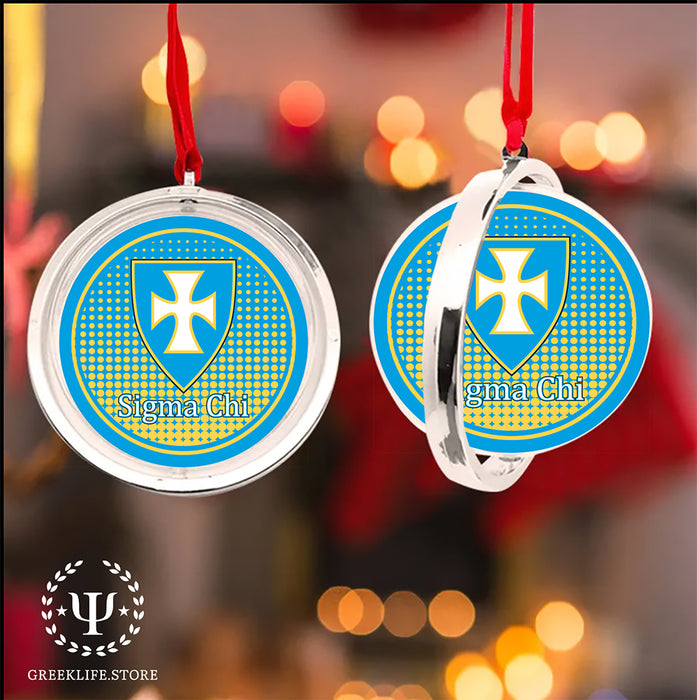 Sigma Chi Christmas Reversible Flat Round Ornament