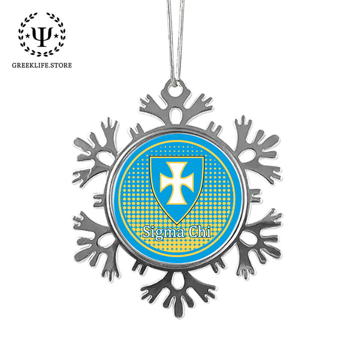Sigma Chi Christmas Ornament - Snowflake Metal