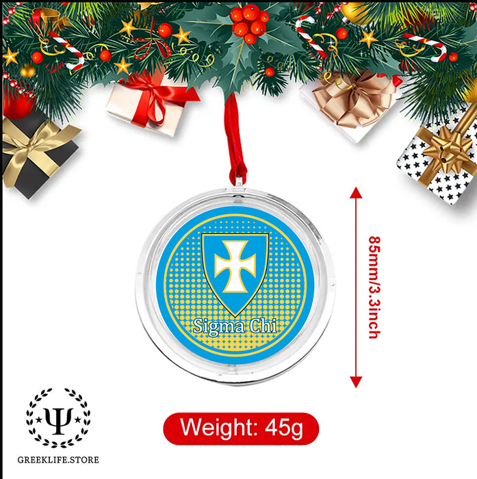 Sigma Chi Christmas Reversible Flat Round Ornament