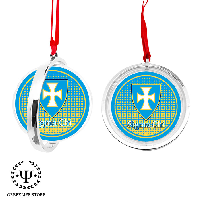 Sigma Chi Christmas Reversible Flat Round Ornament
