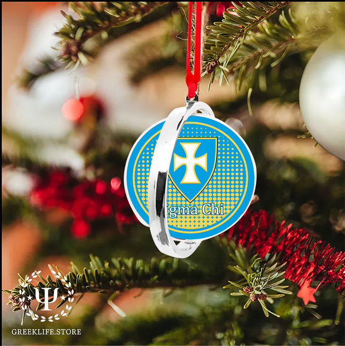 Sigma Chi Christmas Reversible Flat Round Ornament