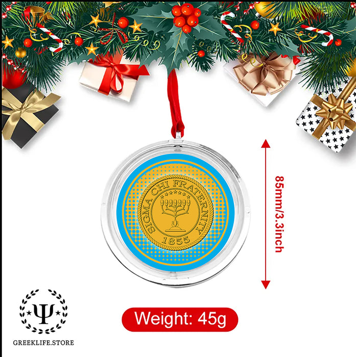 Sigma Chi Christmas Reversible Flat Round Ornament