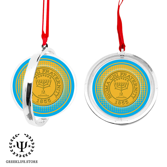 Sigma Chi Christmas Reversible Flat Round Ornament
