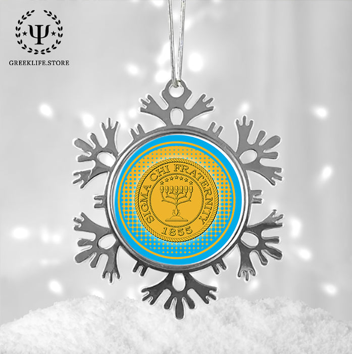 Sigma Chi Christmas Ornament - Snowflake Metal
