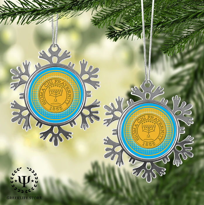 Sigma Chi Christmas Ornament - Snowflake Metal