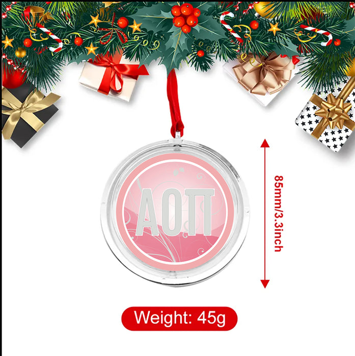 Alpha Omicron Pi Christmas Reversible Flat Round Ornament