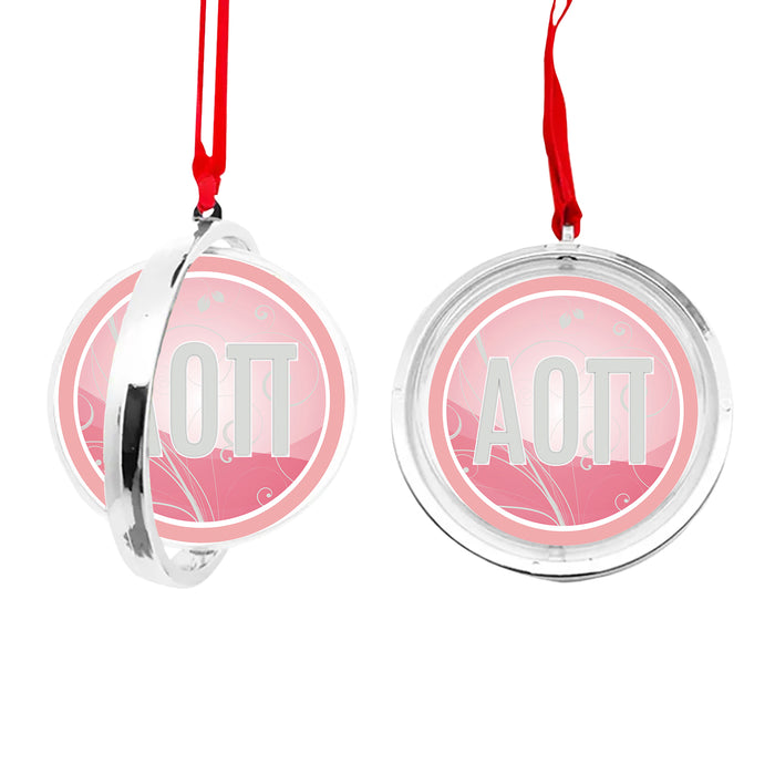 Alpha Omicron Pi Christmas Reversible Flat Round Ornament