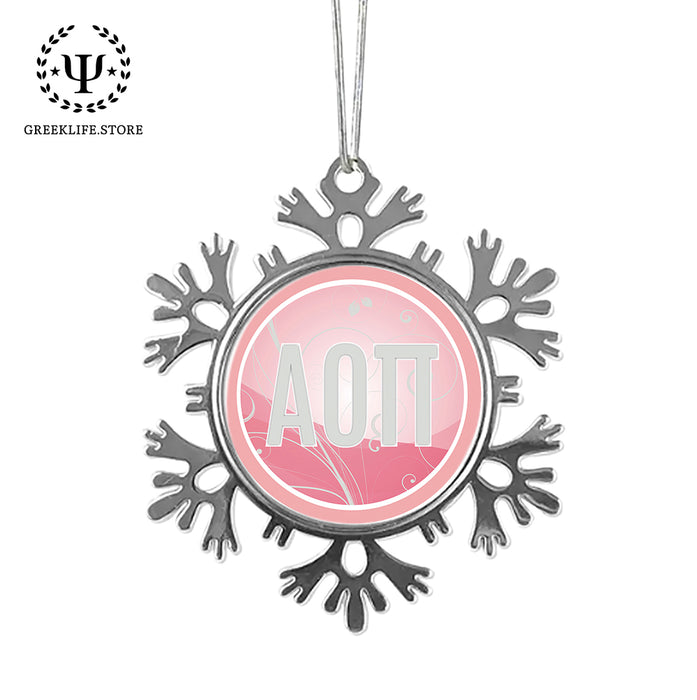 Alpha Omicron Pi Christmas Ornament - Snowflake Metal