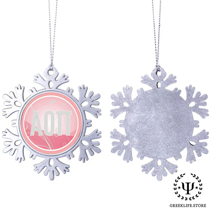 Alpha Omicron Pi Christmas Ornament - Snowflake Metal