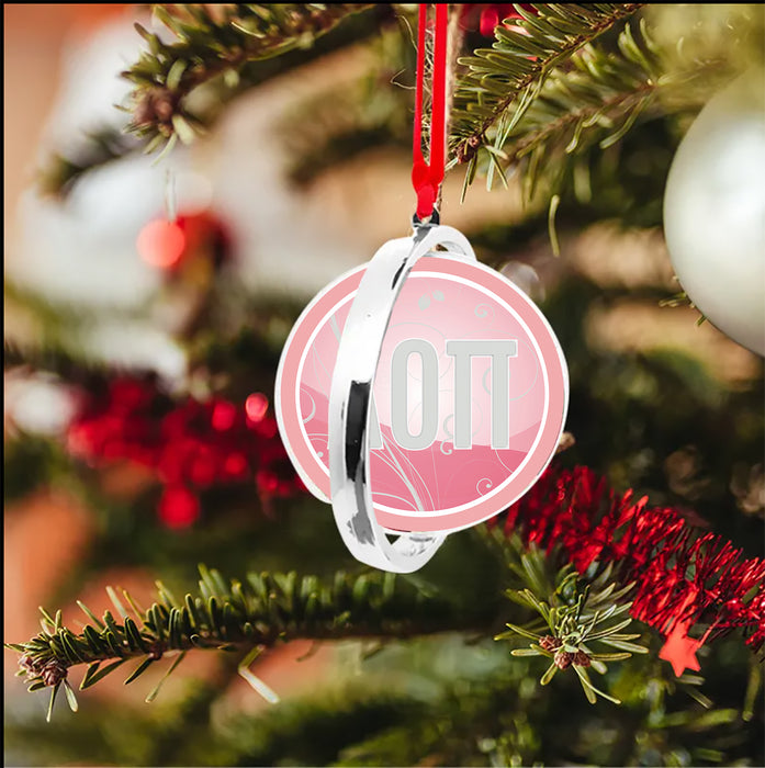 Alpha Omicron Pi Christmas Reversible Flat Round Ornament