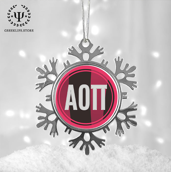 Alpha Omicron Pi Christmas Ornament - Snowflake Metal