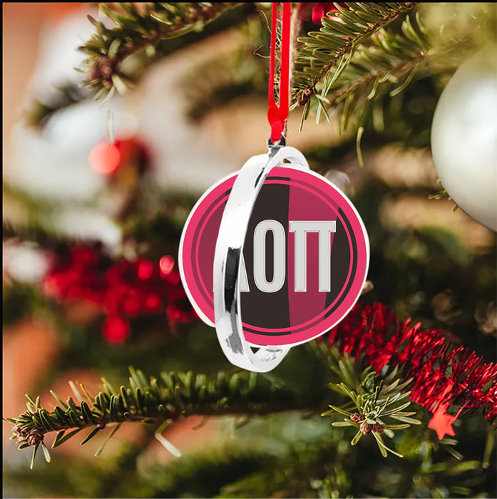 Alpha Omicron Pi Christmas Reversible Flat Round Ornament
