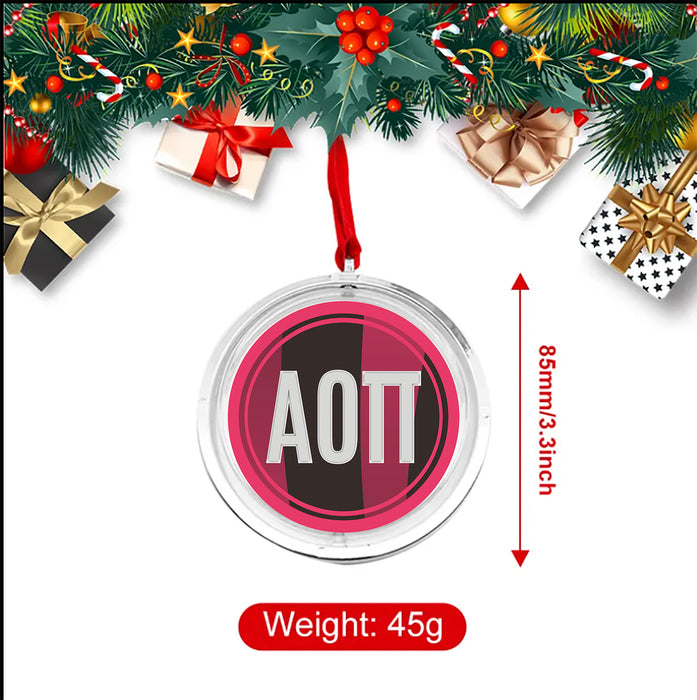 Alpha Omicron Pi Christmas Reversible Flat Round Ornament