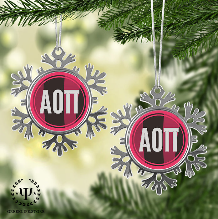 Alpha Omicron Pi Christmas Ornament - Snowflake Metal