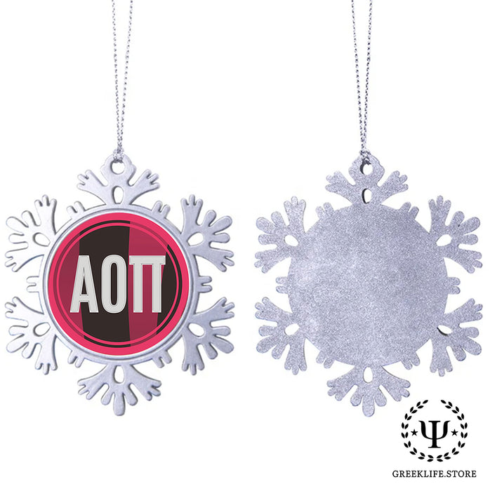 Alpha Omicron Pi Christmas Ornament - Snowflake Metal