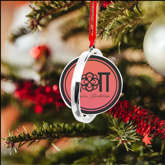 Alpha Omicron Pi Christmas Reversible Flat Round Ornament