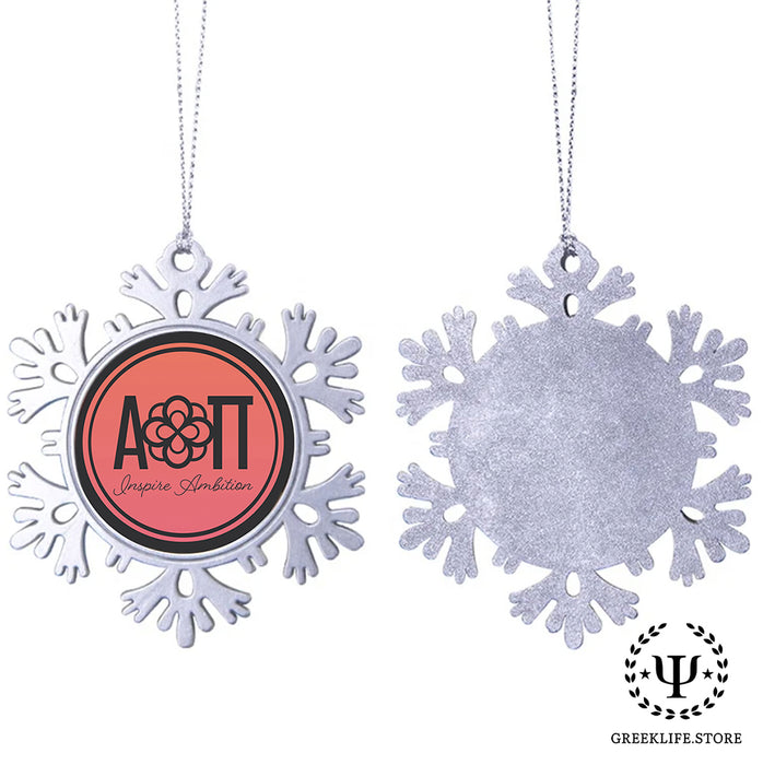 Alpha Omicron Pi Christmas Ornament - Snowflake Metal