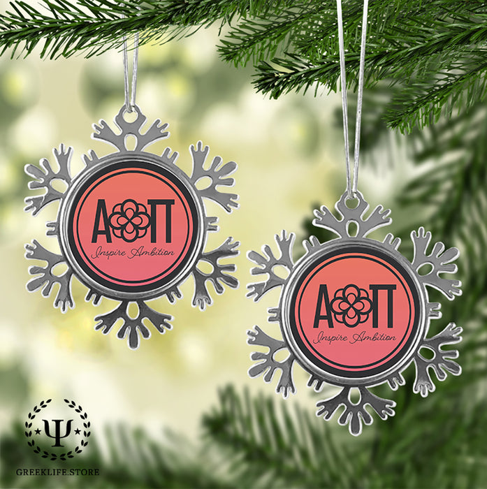 Alpha Omicron Pi Christmas Ornament - Snowflake Metal