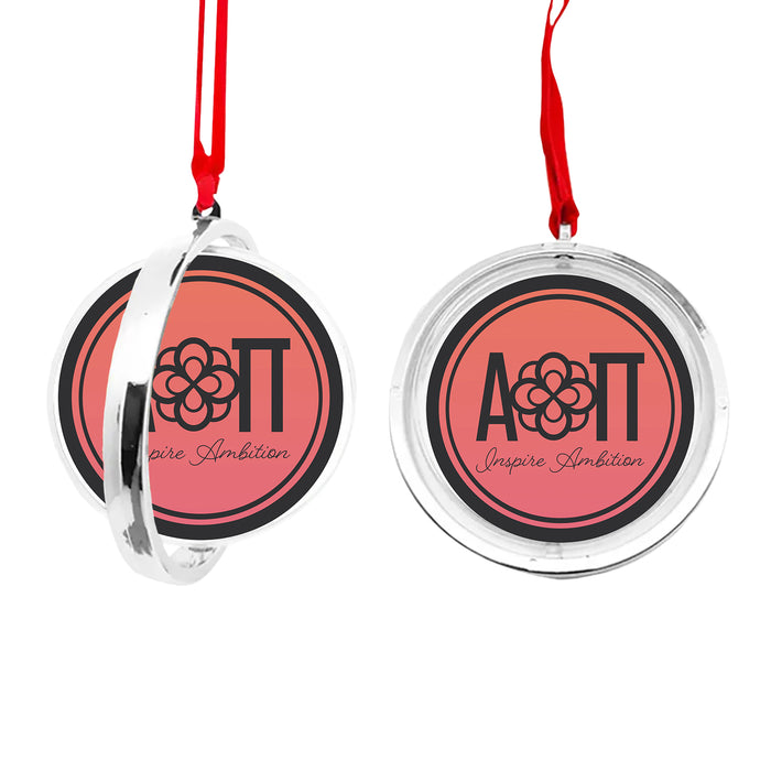 Alpha Omicron Pi Christmas Reversible Flat Round Ornament