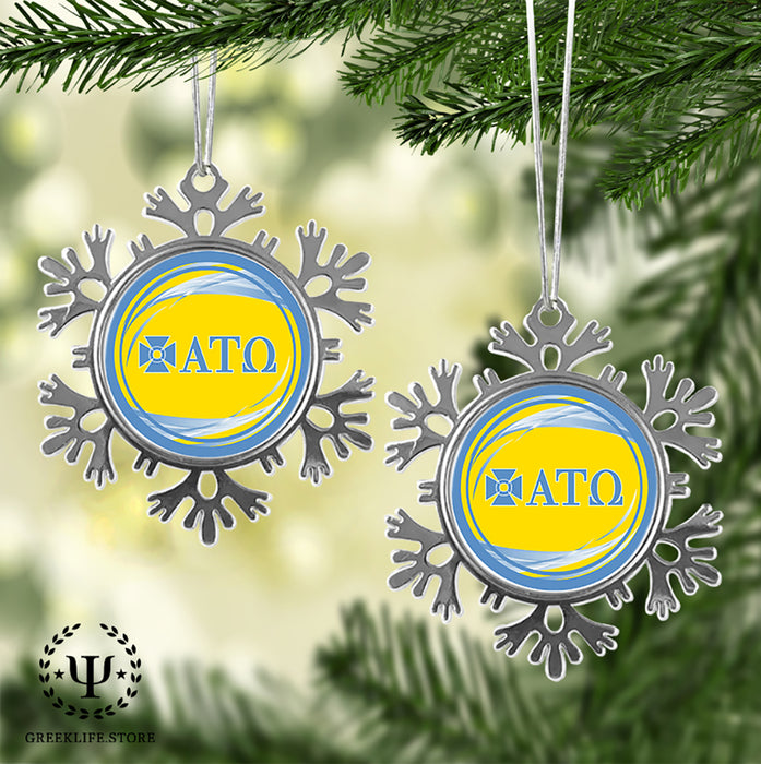 Alpha Tau Omega Christmas Ornament - Snowflake Metal