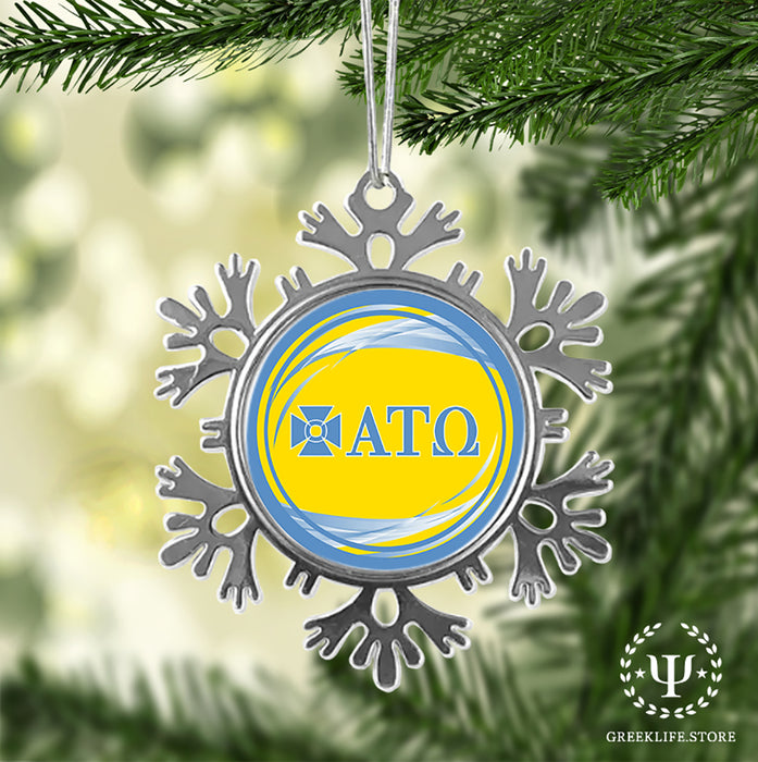 Alpha Tau Omega Christmas Ornament - Snowflake Metal