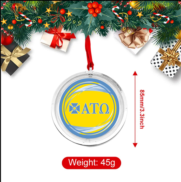 Alpha Tau Omega Christmas Reversible Flat Round Ornament