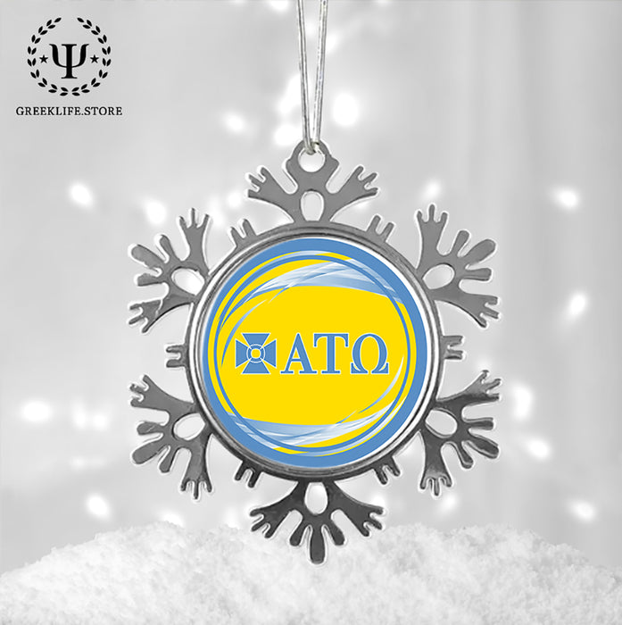 Alpha Tau Omega Christmas Ornament - Snowflake Metal