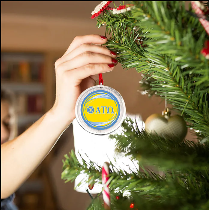 Alpha Tau Omega Christmas Reversible Flat Round Ornament